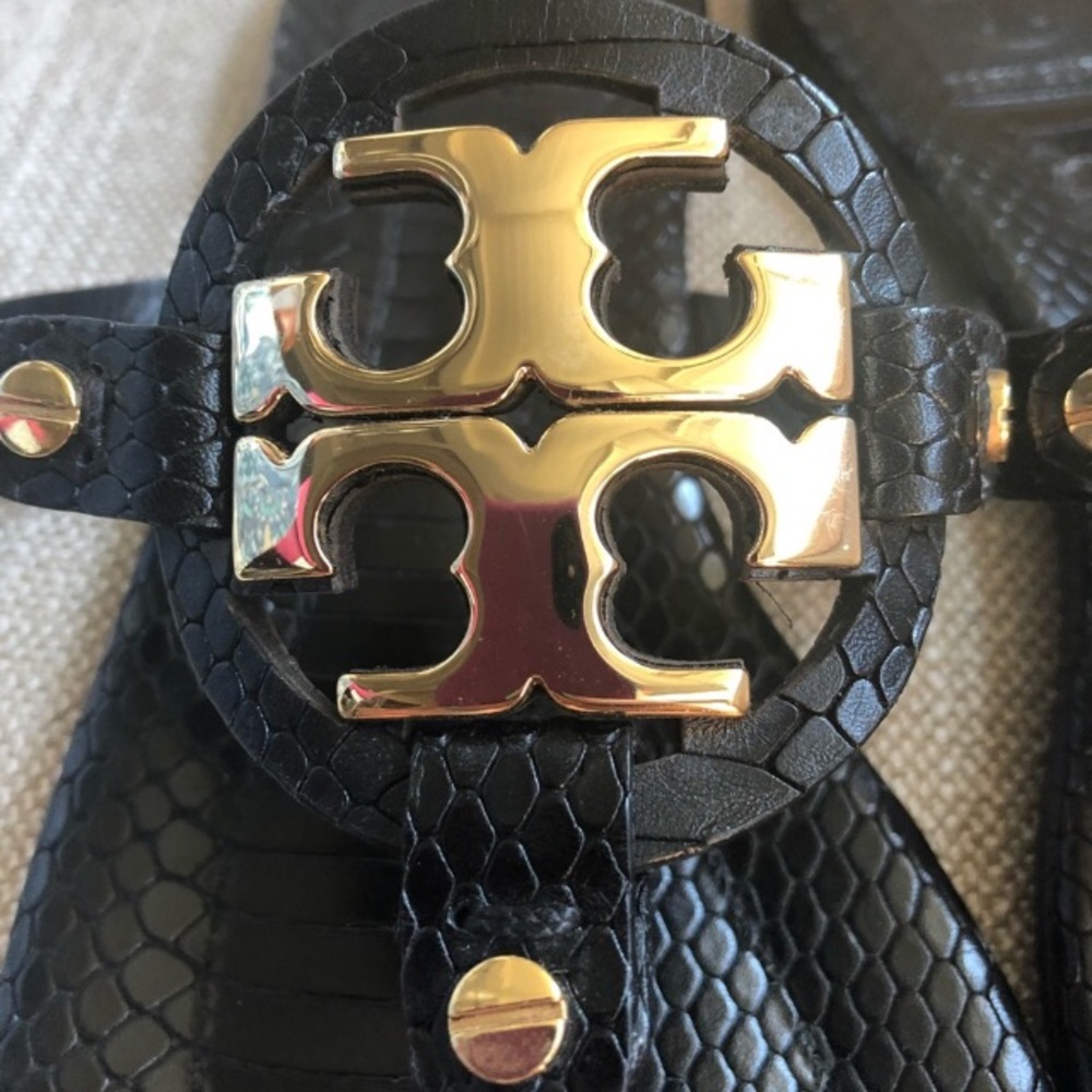 Authentic Tory Burch Miller Black Sandals 6 1/2 - Picture 5 of 7